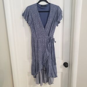 Zesica Womens Midi Wrap Dress MEDIUM Cottagecore Micro Floral Hi-Lo Hem Wedding‎